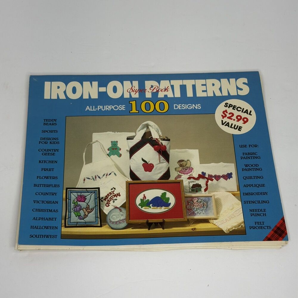 Plaid Iron-On Patterns Super Book 100 All-Purpose Transfer Designs Vintage 90s